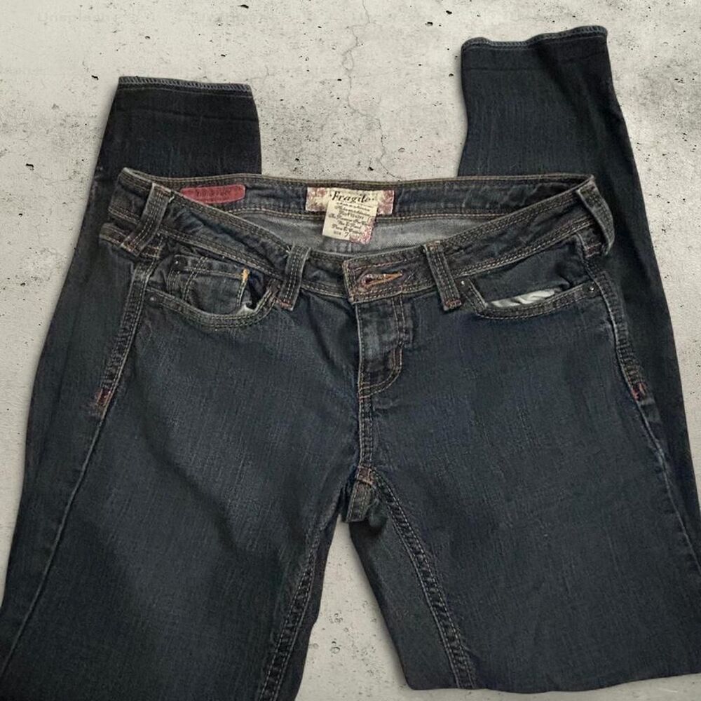 Fragile Y2K Low Rise Embroidered Jeans